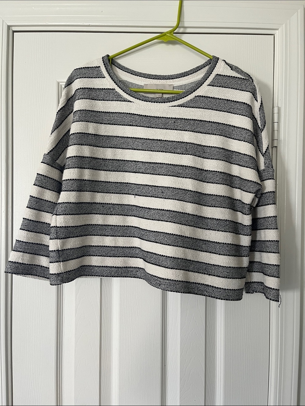 LOFT Striped Knit Scoop Neck Top - White & Black